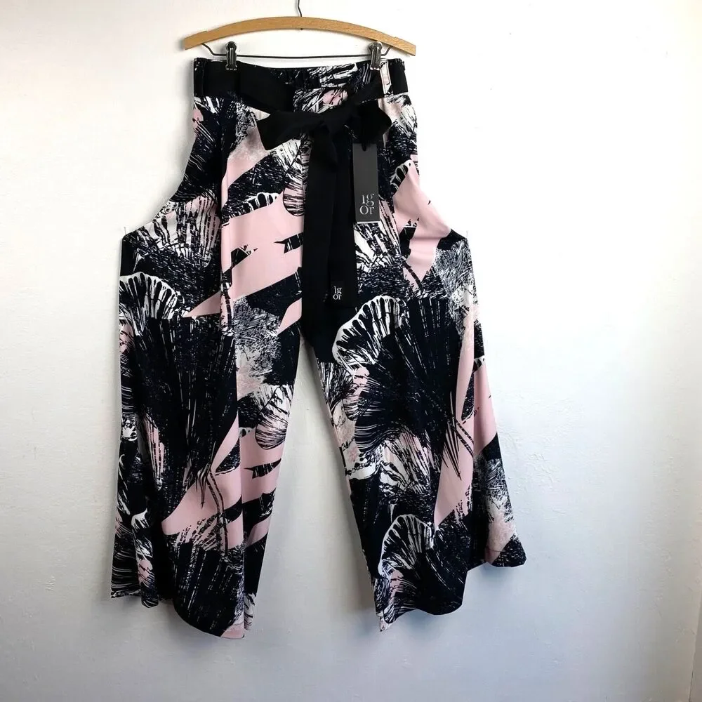 Igor Dobranic NWT Womans Resort Pants Palazzo Large Tall Croatia Travel Art Wear